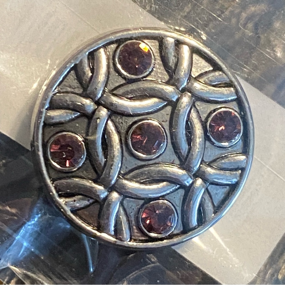 Magnolia and Vine Silver Knots with Purple Crystals Standard Jewelry Snap